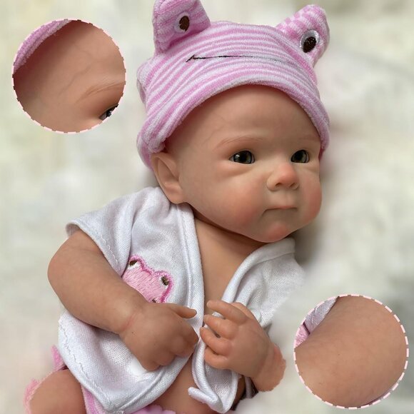 🆕12 inch Realistic Newborn Full Boby Silicone Bettie-Open Mouth Baby Doll Girl - Picture 7 of 11